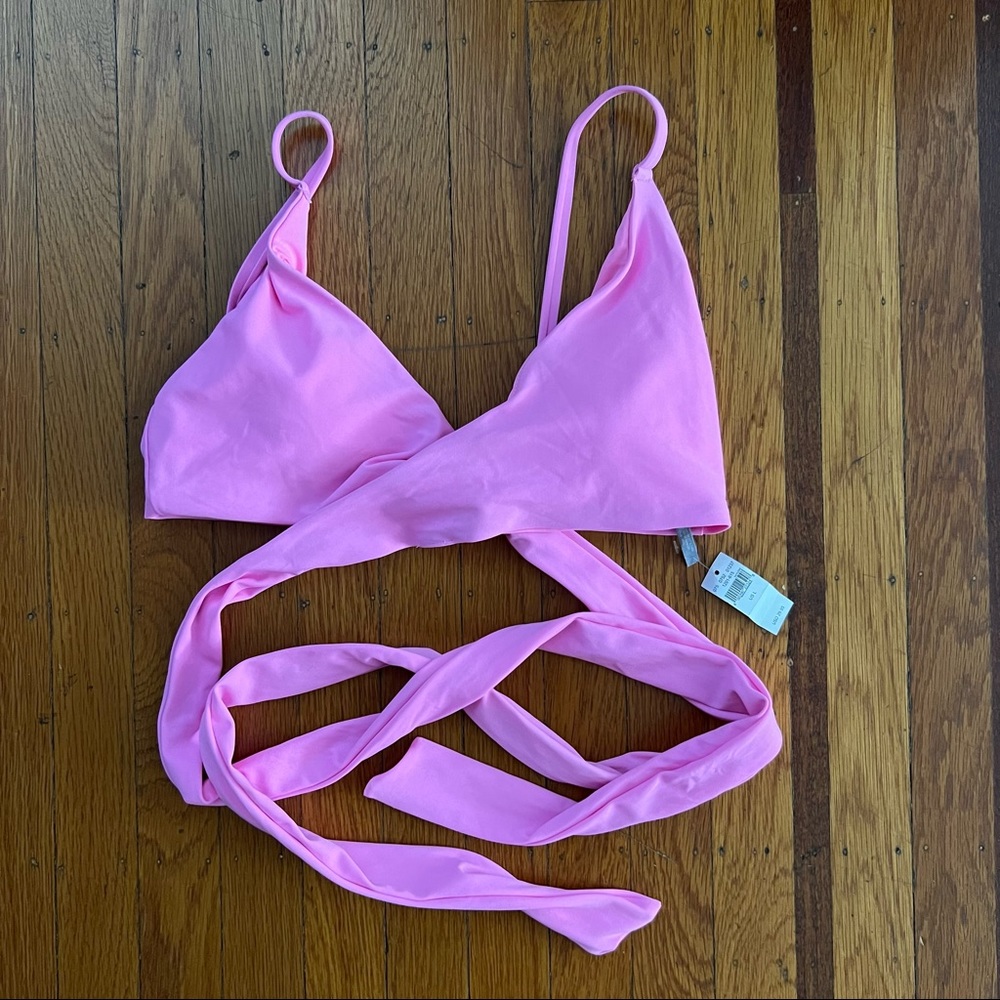 aerie Pink Wrap Bikini Top